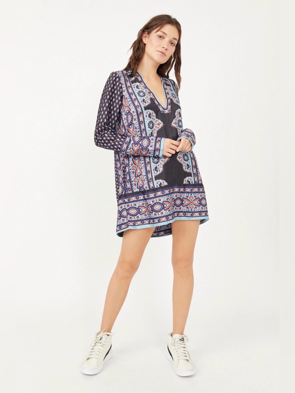 Free People Dress - Meadow Mod Mini, Paisley, Hippie, Tunic, Lightweight, Summer